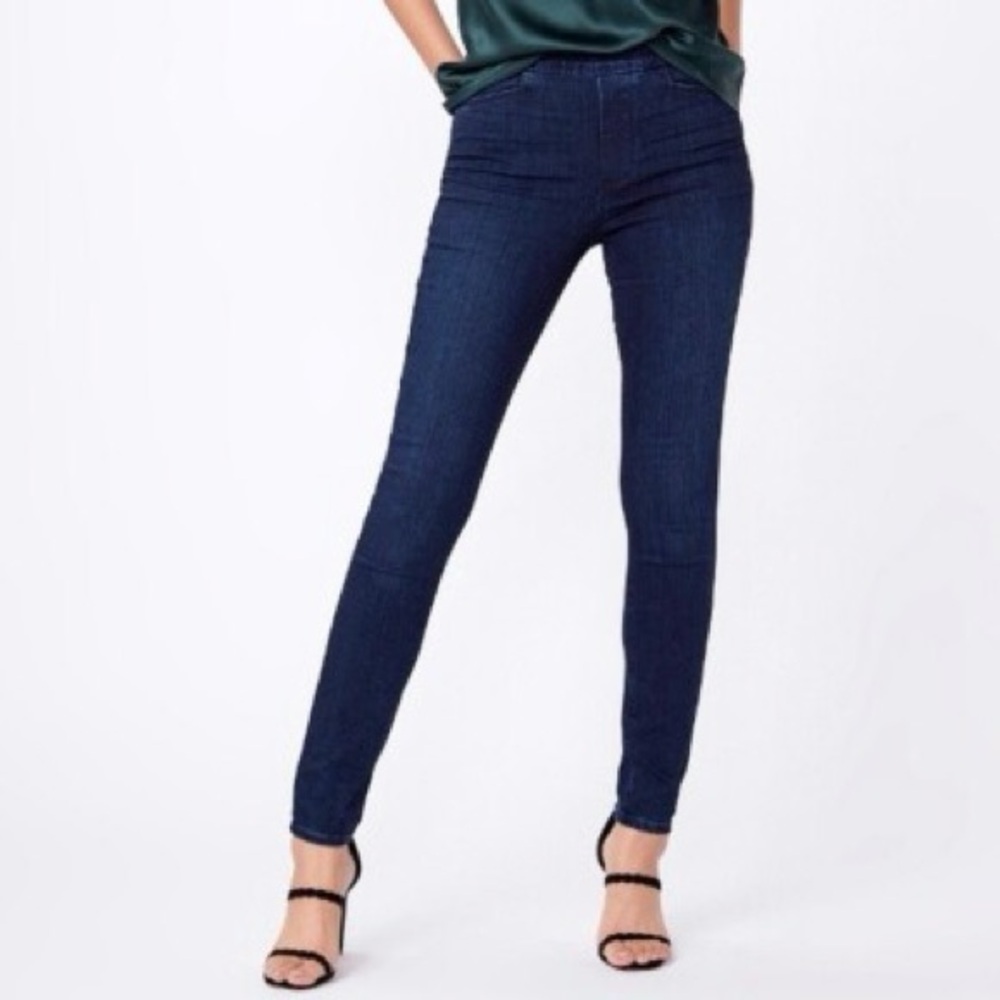 PAIGE Hoxton Ultra Skinny Pull on Jeggings in Dark Blue Wash
